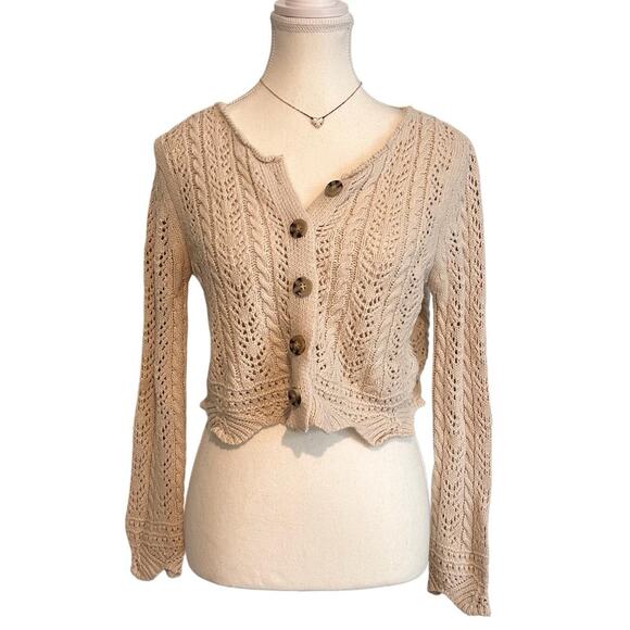 Jessica Simpson Sweaters - Jessica Simpson Size Small Cream Knitted Crotchet Cardigan